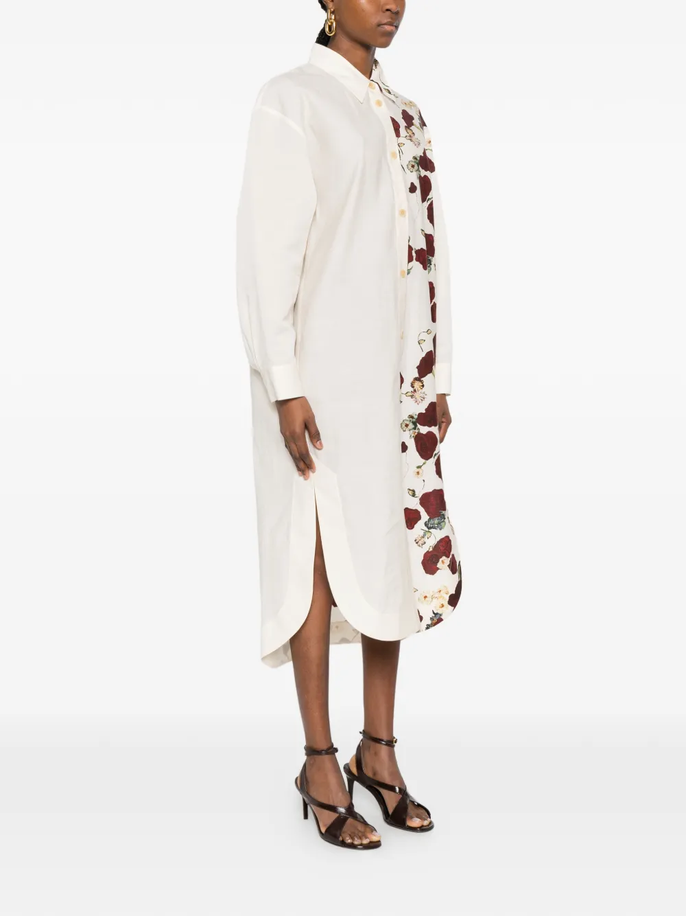 KHAITE Gloria blousejurk met bloemenprint Beige