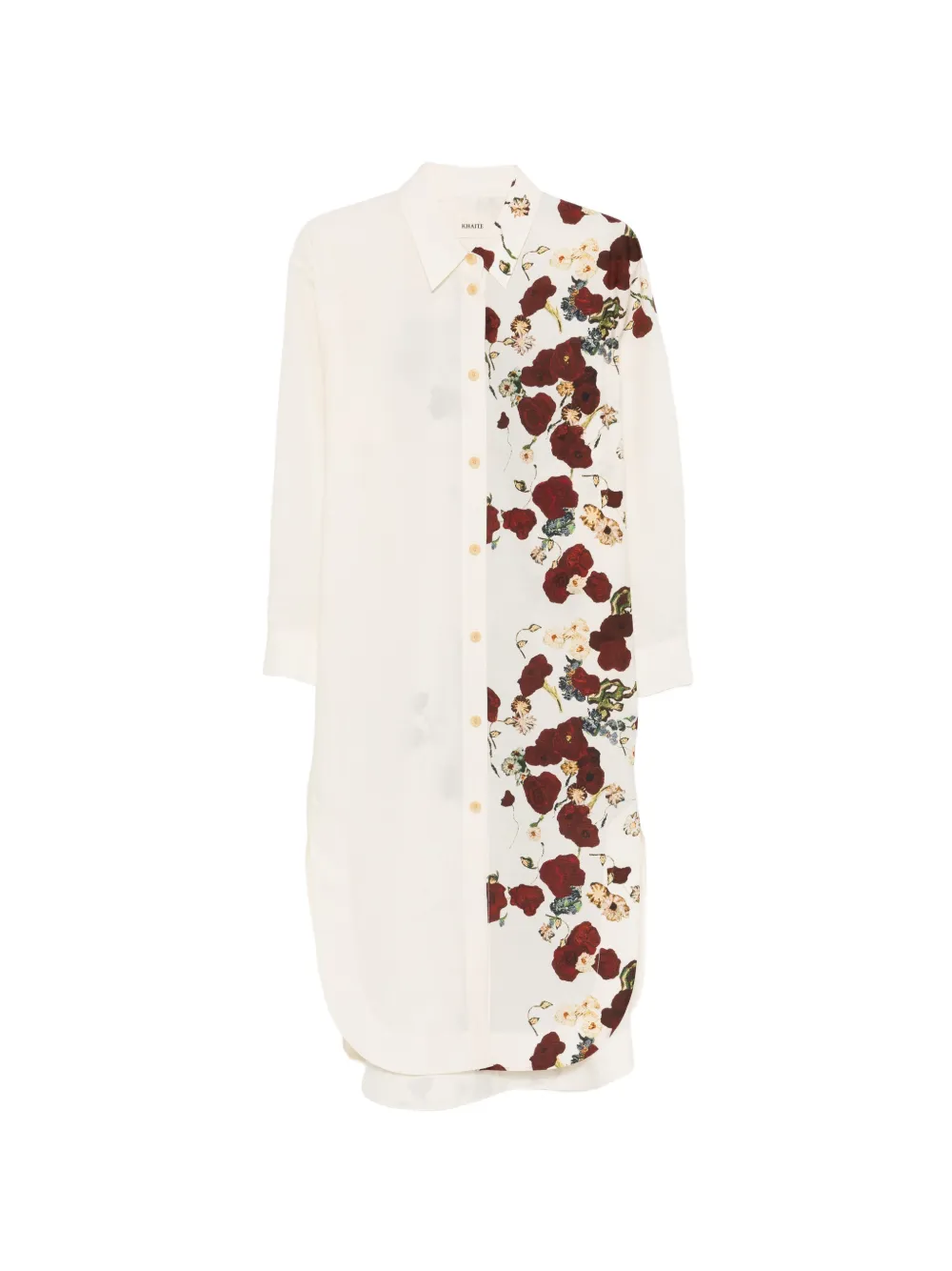 KHAITE Gloria floral-print midi dress - Toni neutri