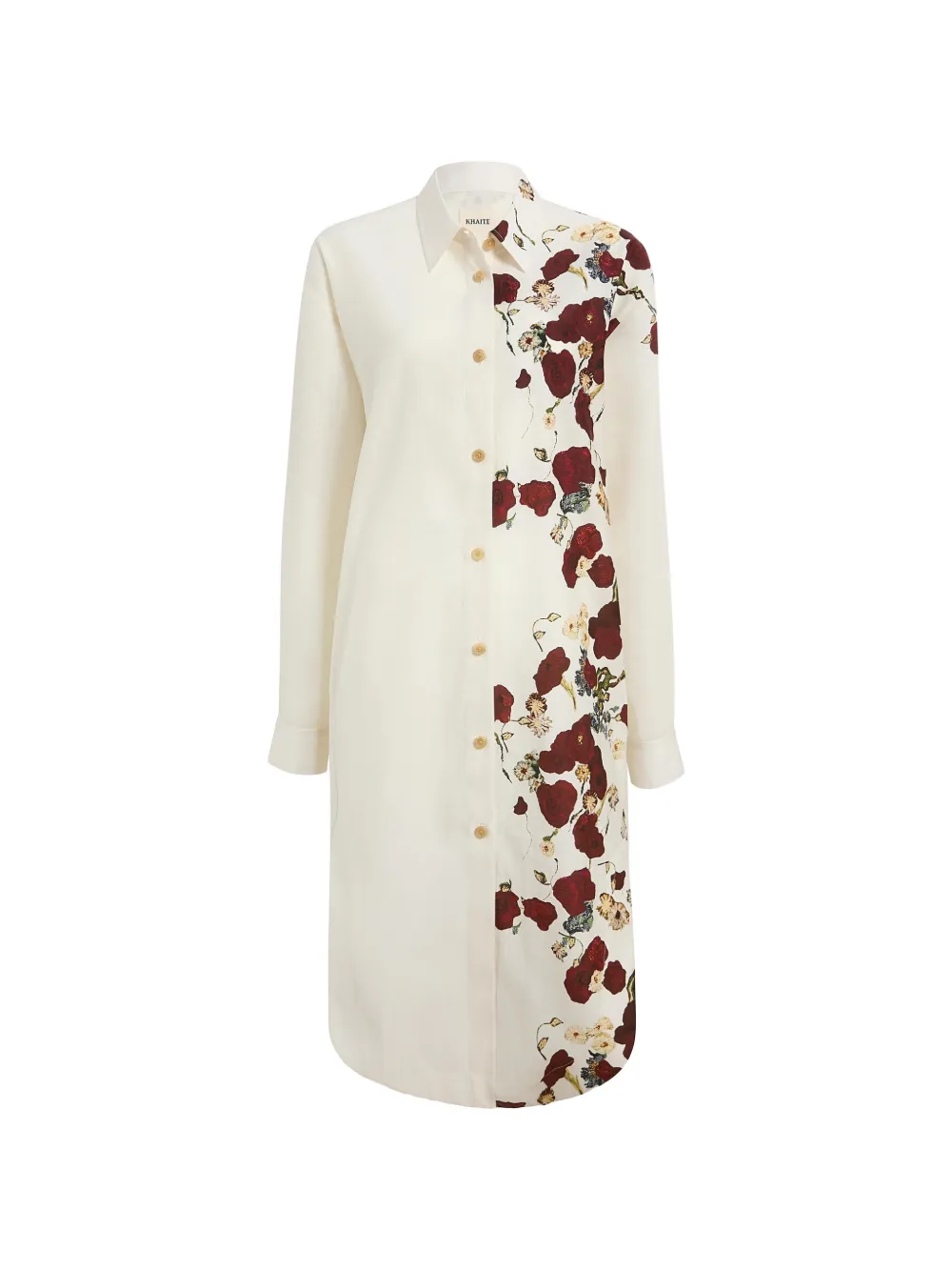 KHAITE Gloria floral-print shirt dress
