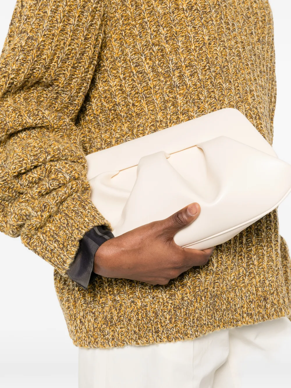 Themoirè Bios clutch met ruches Beige