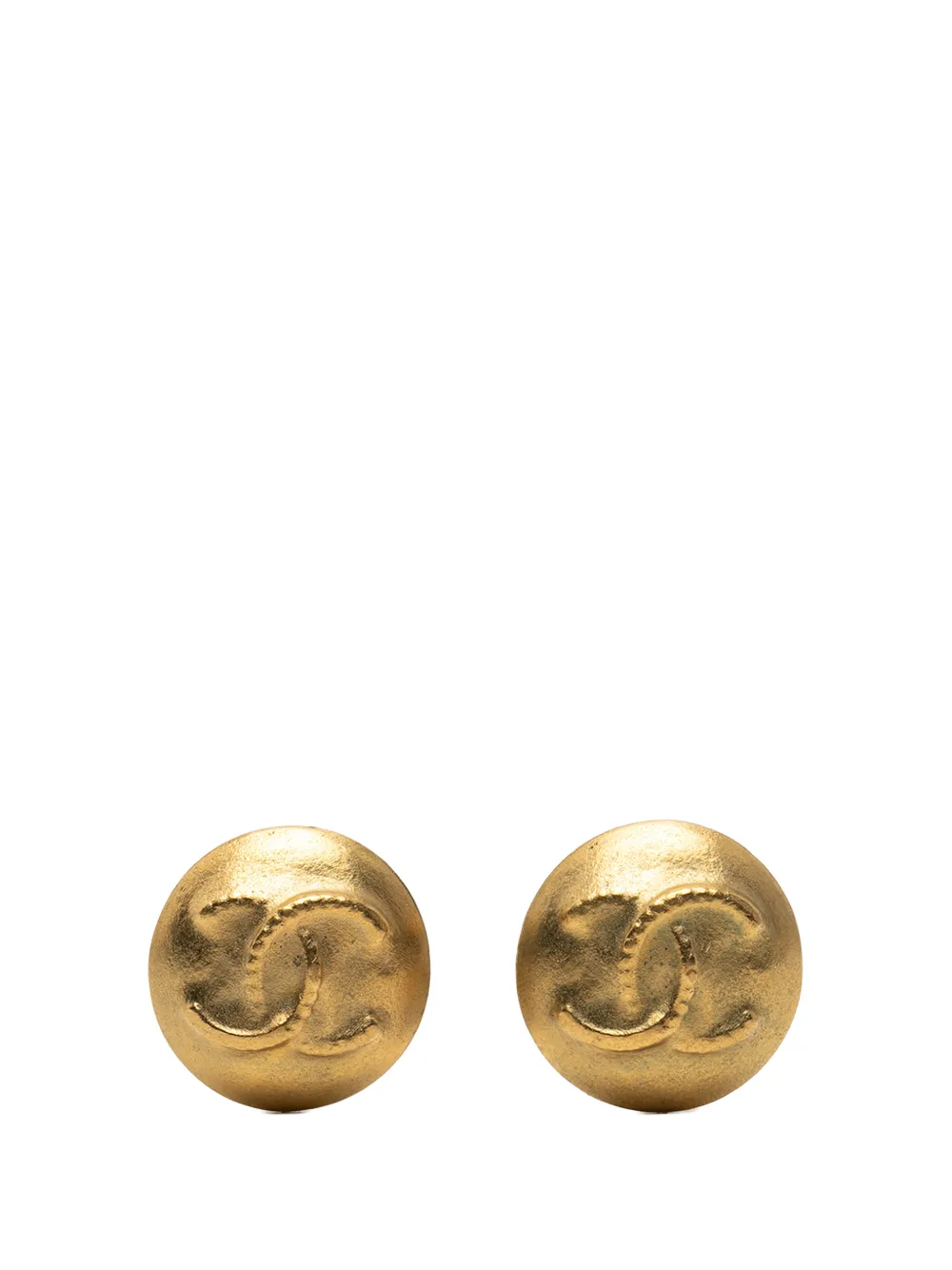 CHANEL Pre-Owned 1995 CC Gold Plated Round Clip on Earrings costume earrings - Oro