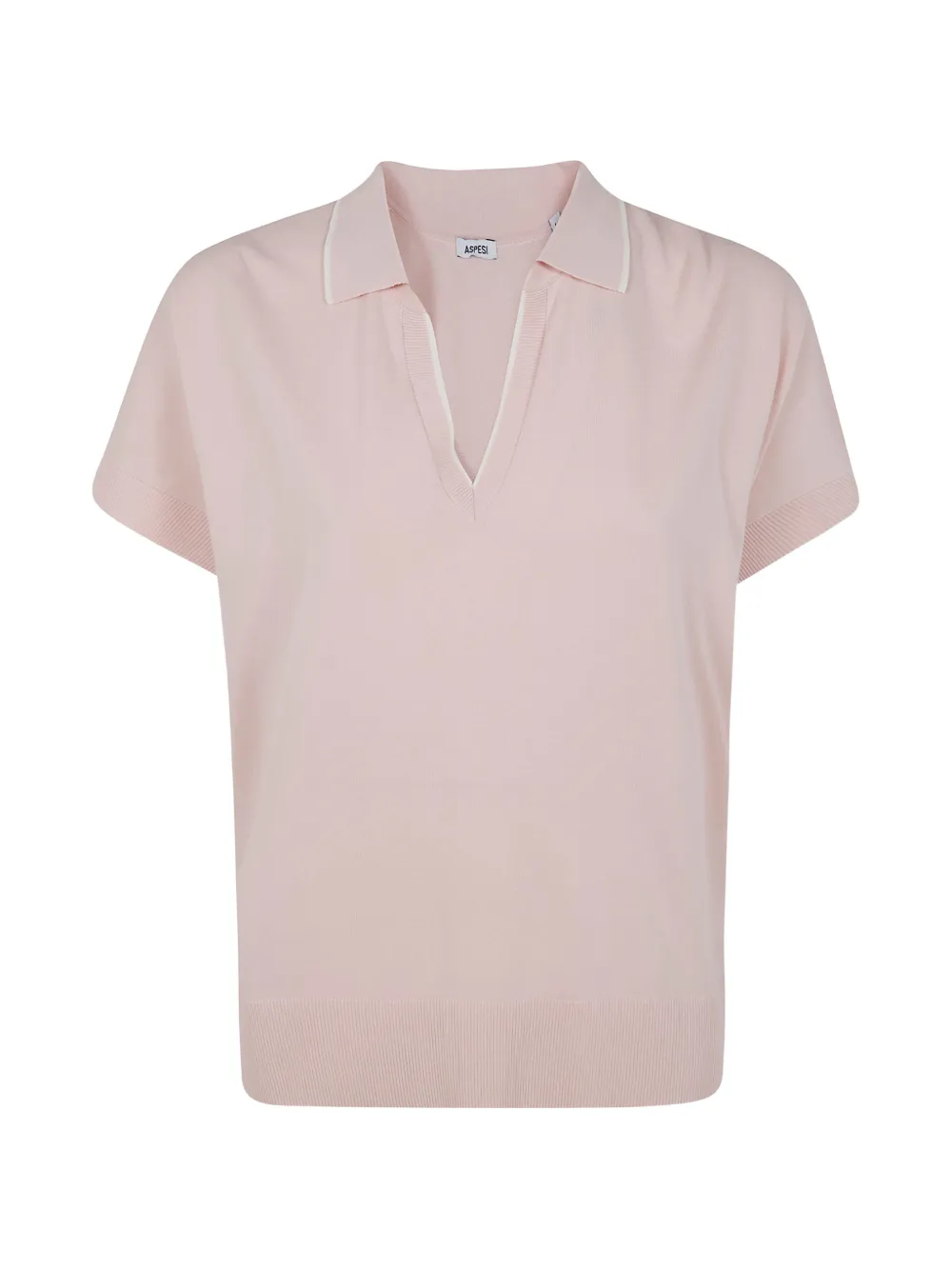 ASPESI contrast-trim V-neck top - Rosa