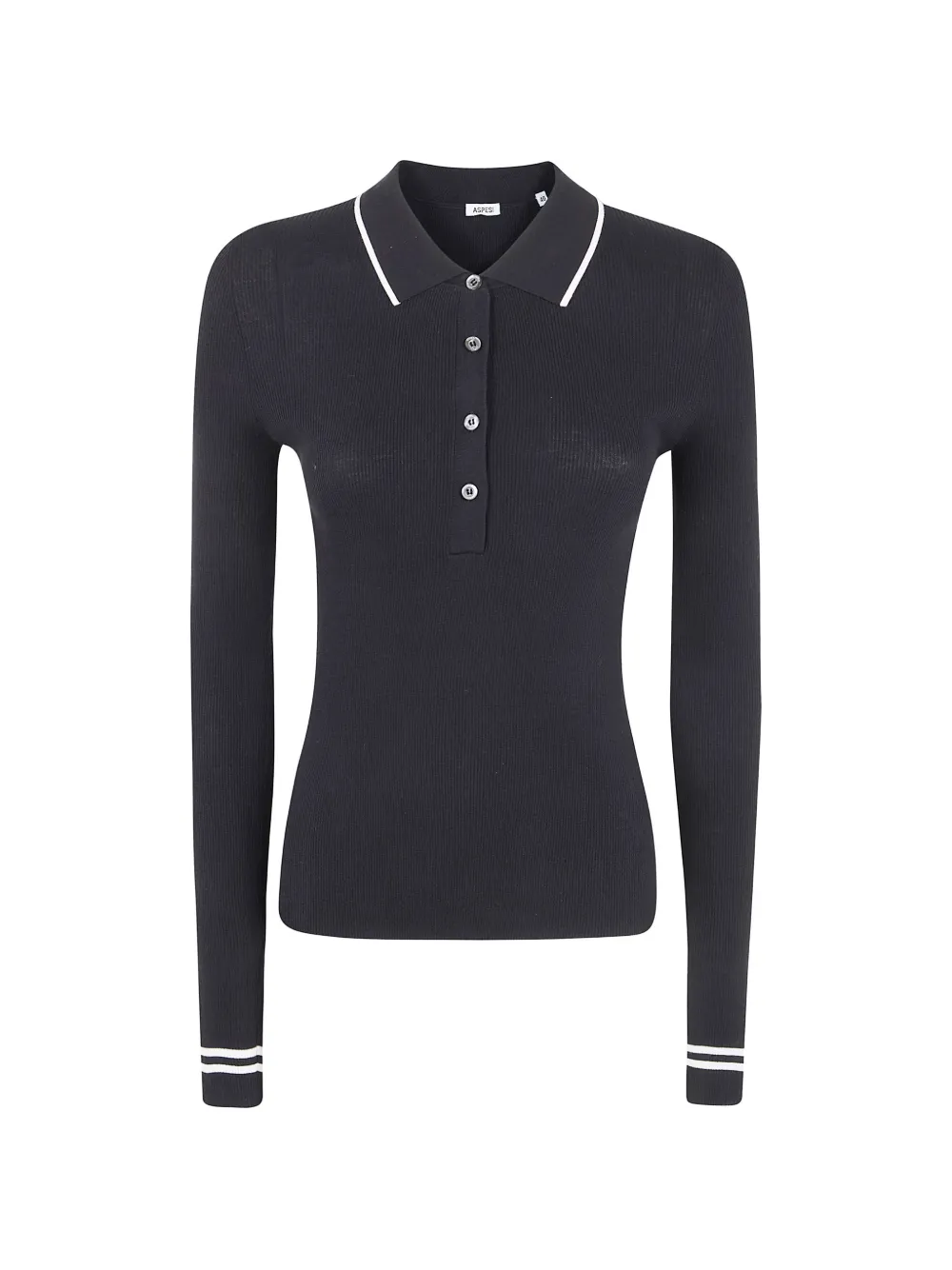 ASPESI ribbed-trim polo top - Nero