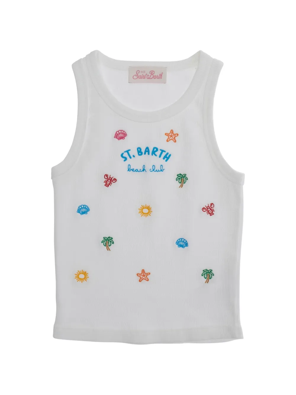 MC2 Saint Barth Kids Blue Jr embroidered-details cotton tank top - Bianco