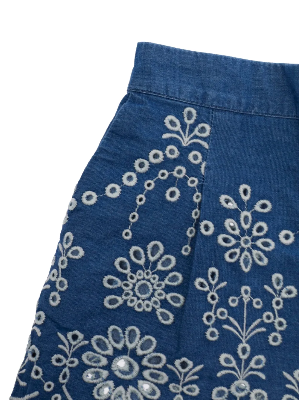  Mc2 Saint Barth Kids Amani Embroidered Scalloped Shorts - Blue 
