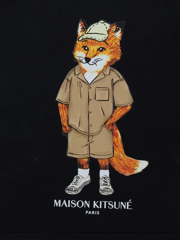 Maison Kitsuné Bolsa Tote Com Estampa Gráfica Fox | Preto