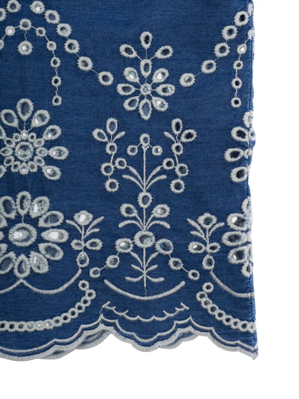 Mc2 Saint Barth Kids Scalloped-trim Embroidered Shirt - Blue 