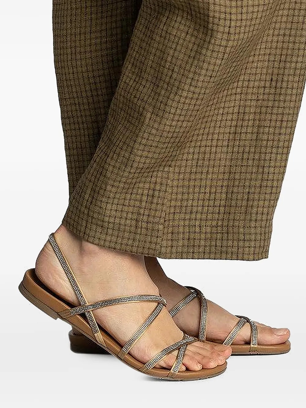 Pedro Garcia Bera criss-cross strappy sandals Zilver