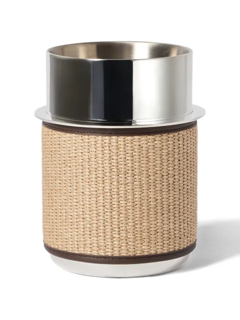 Brunello Cucinelli silver-plated steel and techno raffia glacette