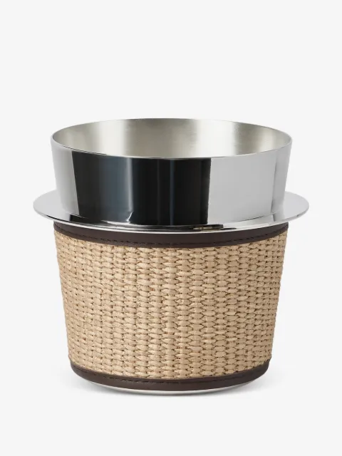 Brunello Cucinelli hielera Techno bañada en plata con efecto de rafia