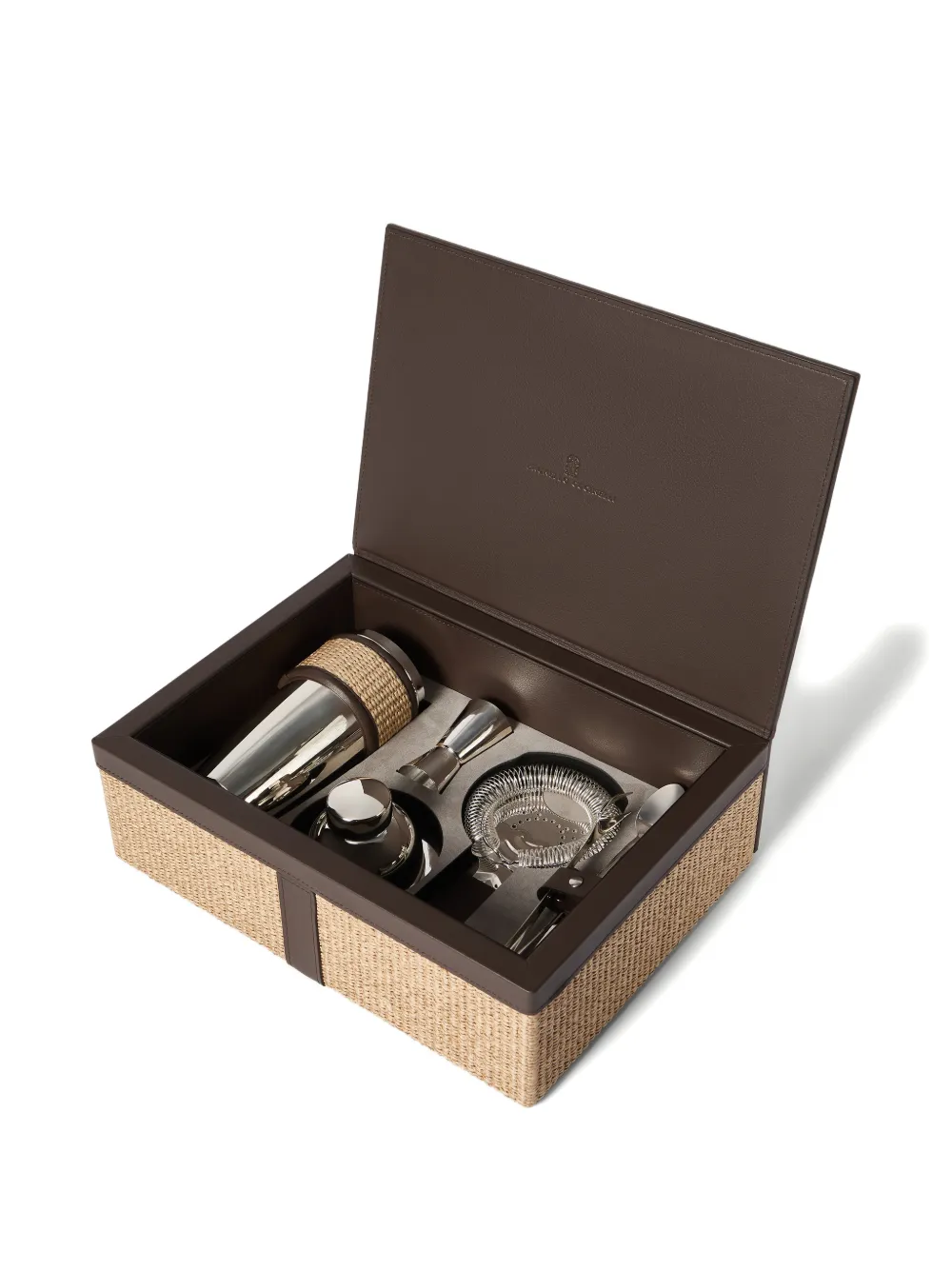 Brunello Cucinelli silver-plated steel and techno raffia cocktail set - Argento