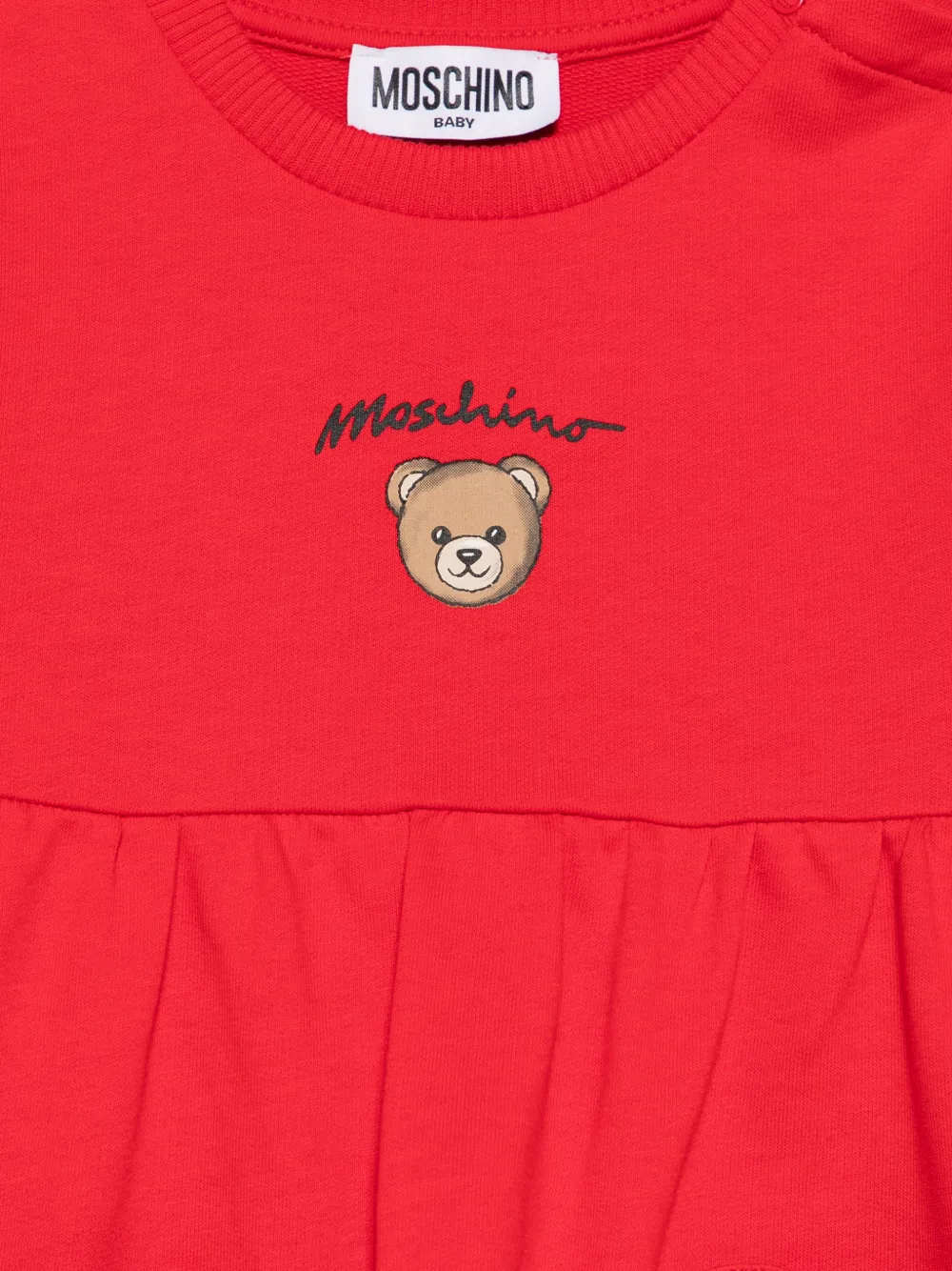 Moschino Kids Jurk met ronde hals en zak Rood