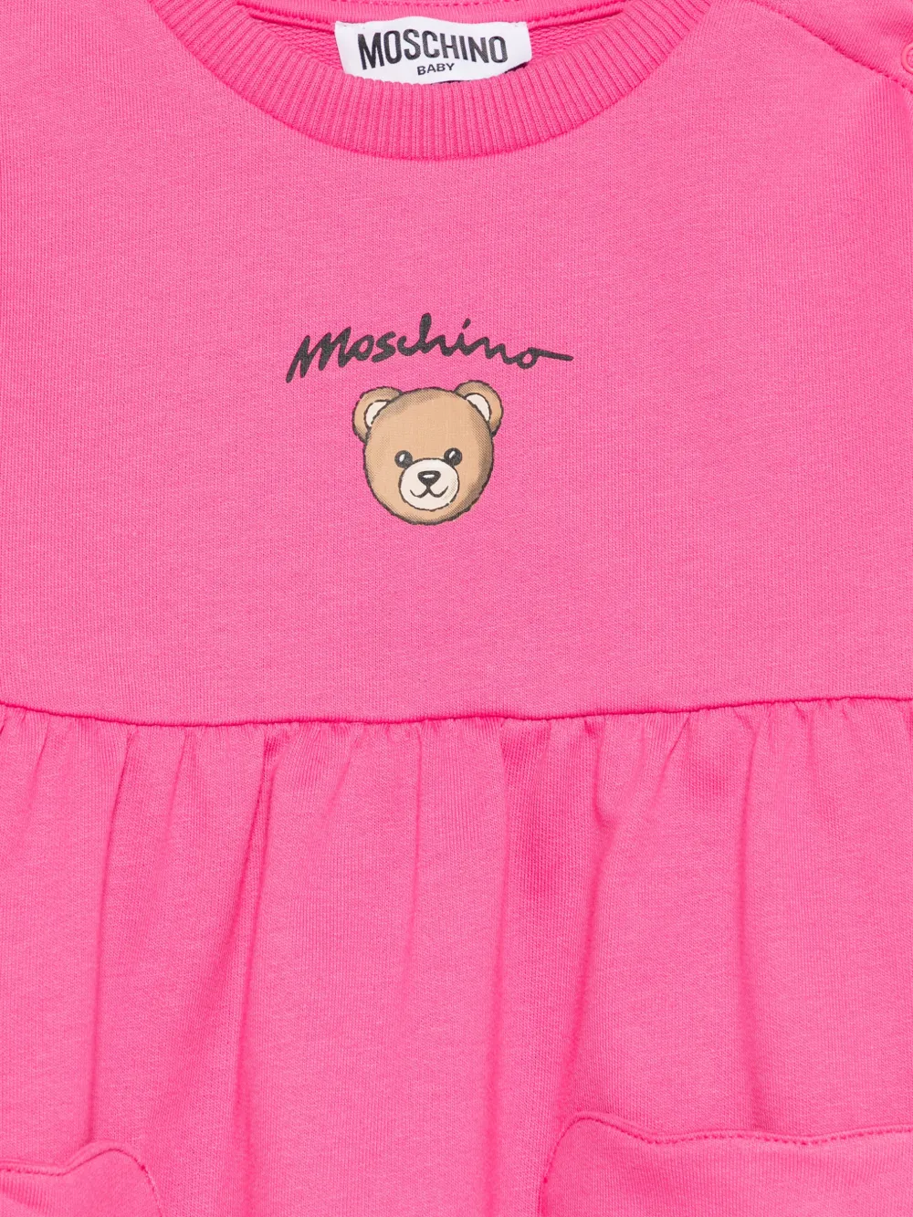 Moschino Kids Jurk met teddybeerprint en zak Roze