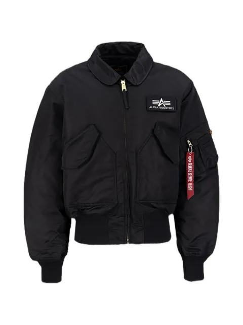 Alpha Industries embroidered patch zip bomber jacket
