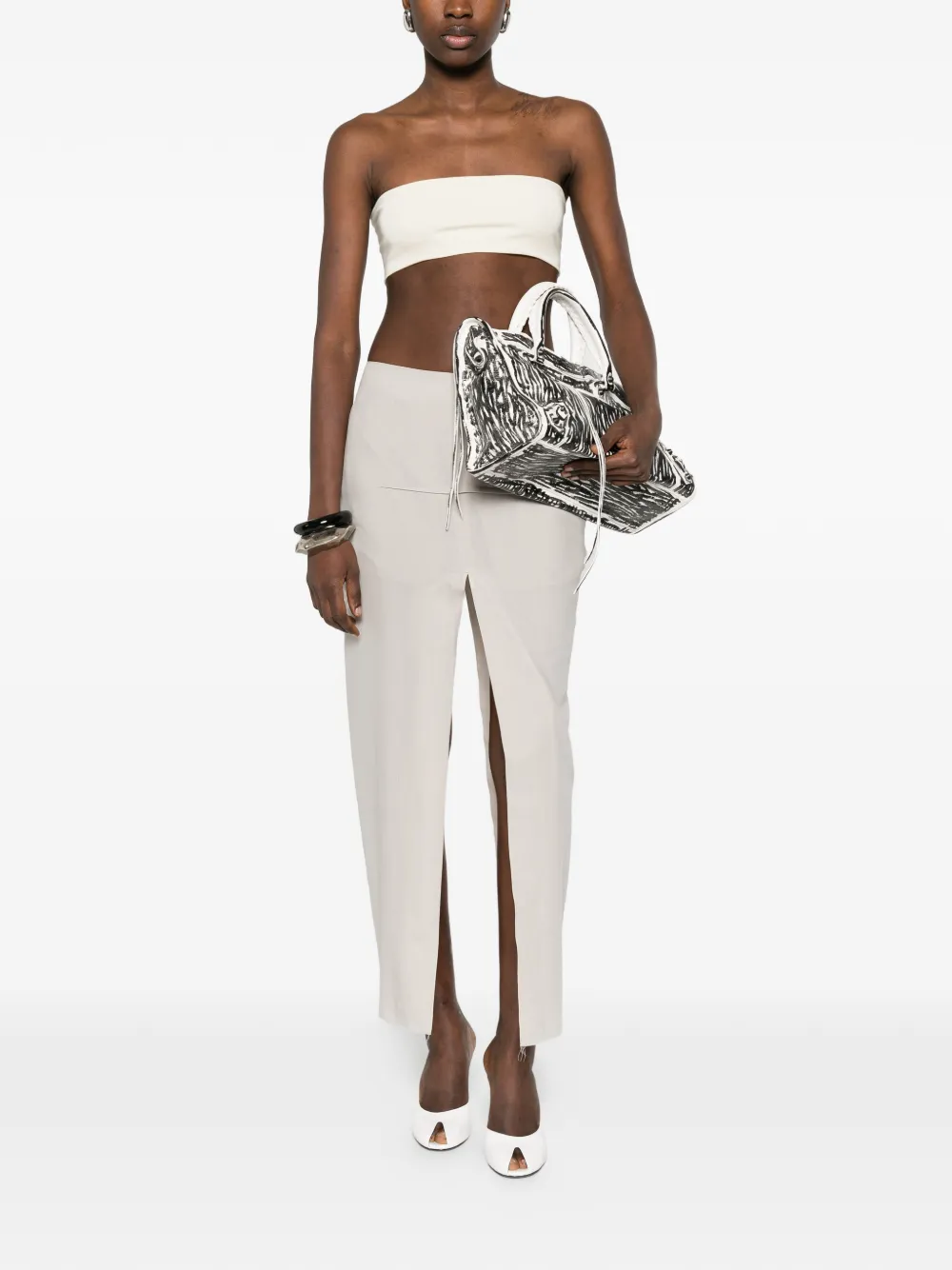  Rick Owens Sliced Frayed Maxi Skirt - Neutrals 