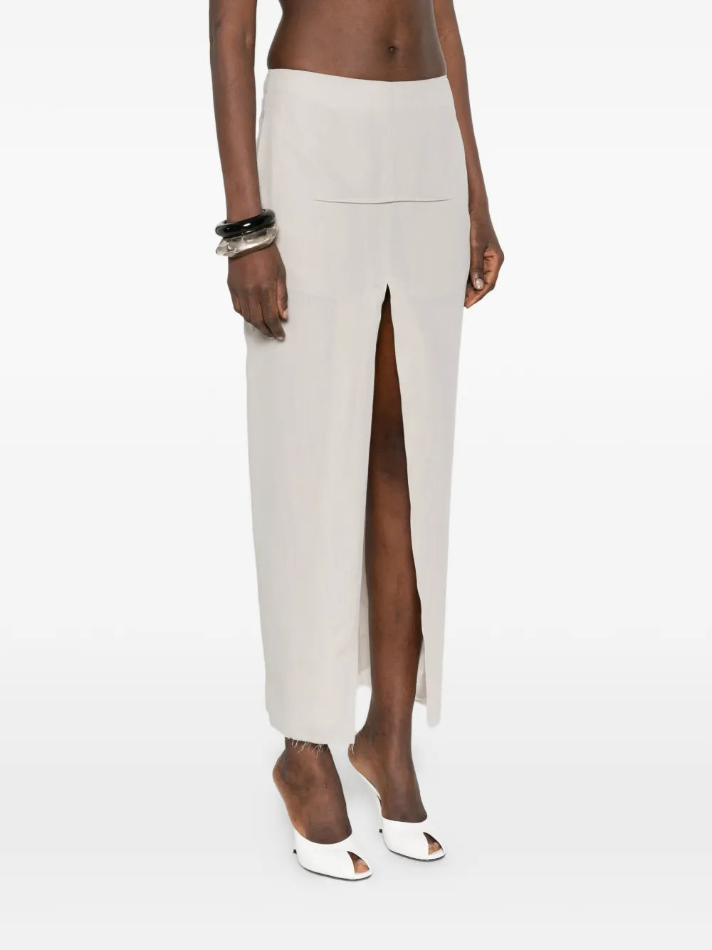  Rick Owens Sliced Frayed Maxi Skirt - Neutrals 