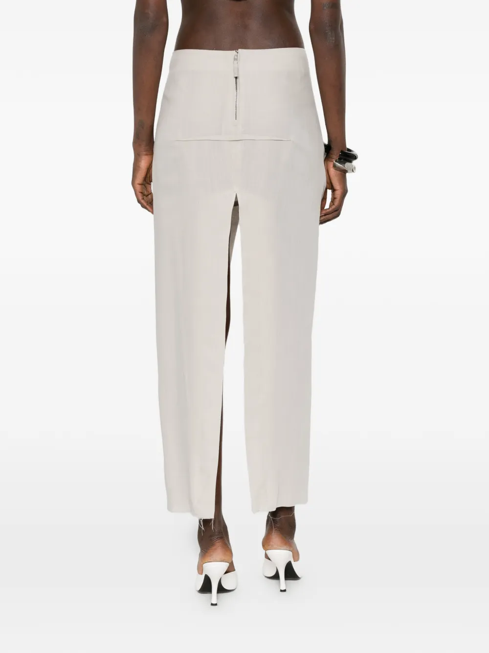 Rick Owens Maxi-rok met franje en split Beige