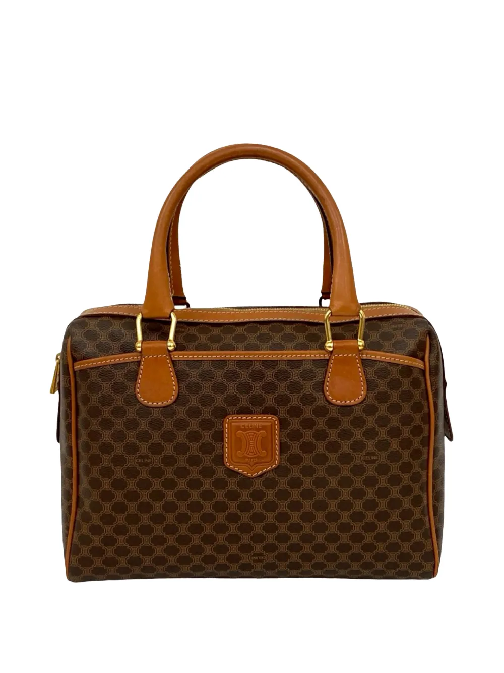 Celine Pre-Owned 1995 Macadam Coated Canvas boston bag - Marrone