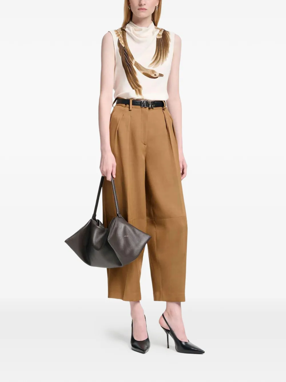  Altuzarra Arlie Draped Goose Print Blouse - Neutrals 