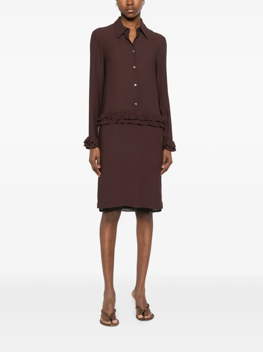  Nº21 Ruffled Dress - Brown 