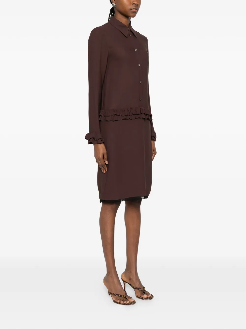  Nº21 Ruffled Dress - Brown 