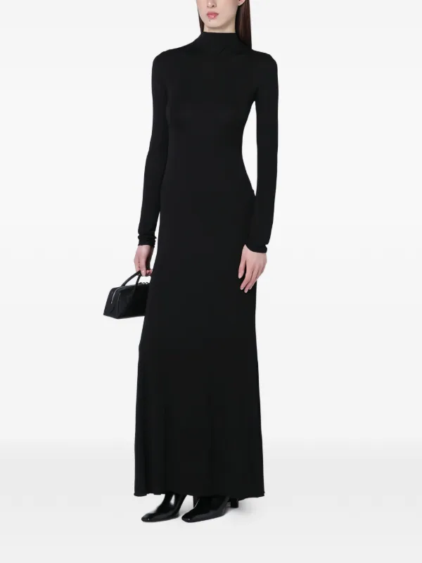 alaia dress black Alaa Cut Out Long Sleeve Maxi RRP 3000 Pieter Mulier honors the King of Clings legacy with this curve Striped crpe-paneled gown