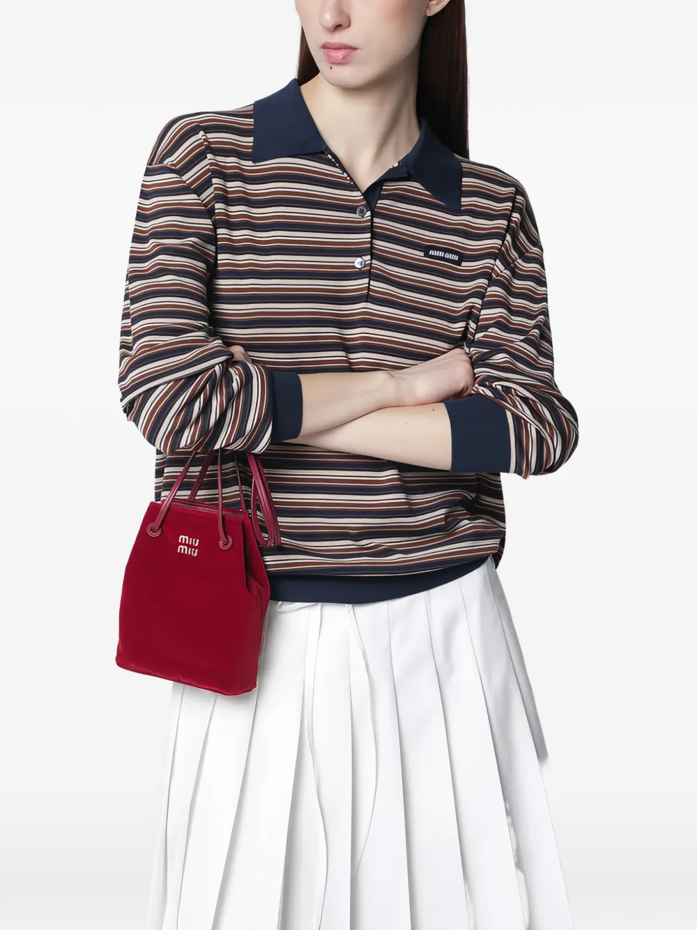  Miu Miu Logo Velvet Mini Bag - Red 