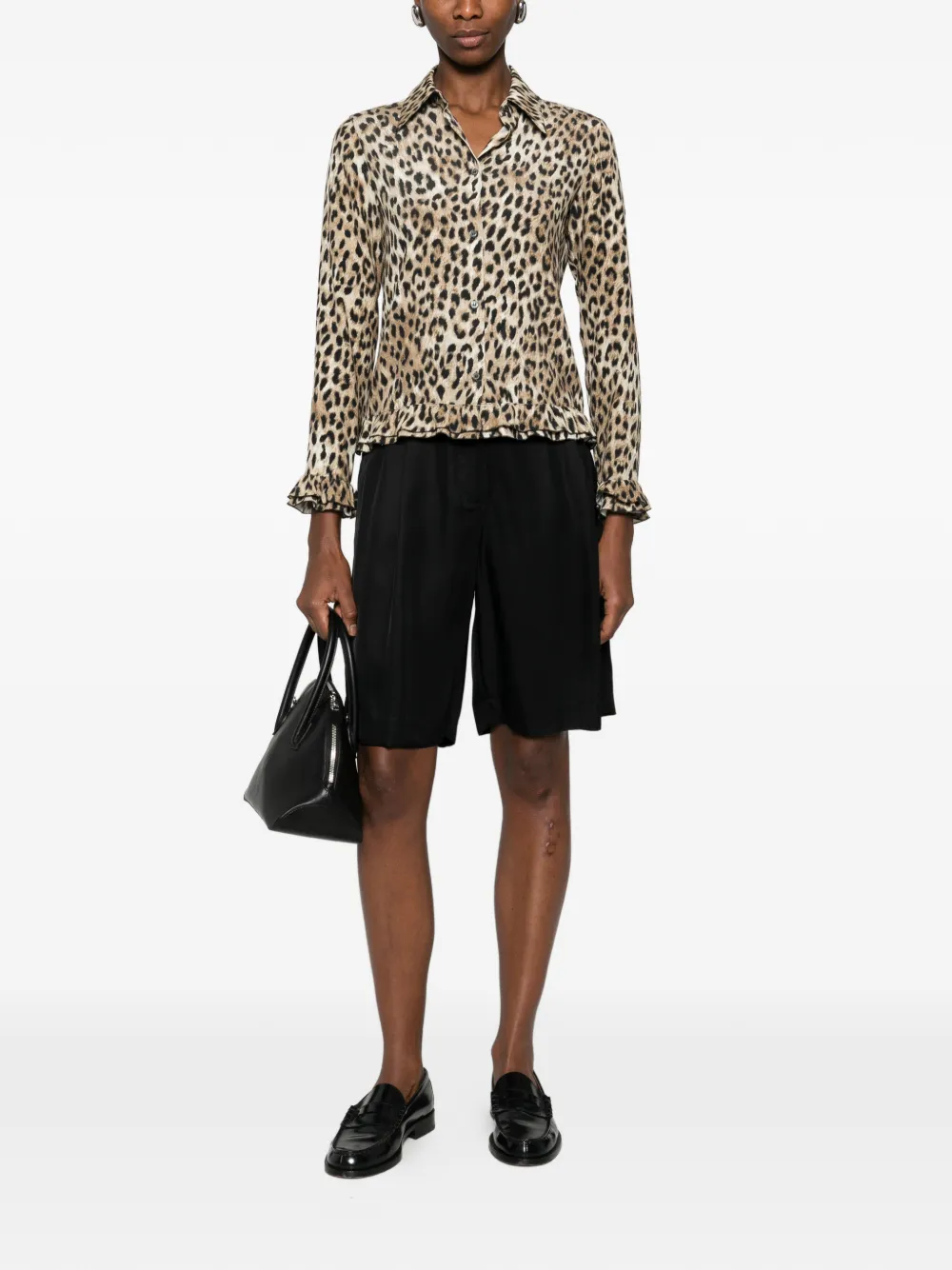  Nº21 Ruffled-trim Leopard-print Shirt - Neutrals 