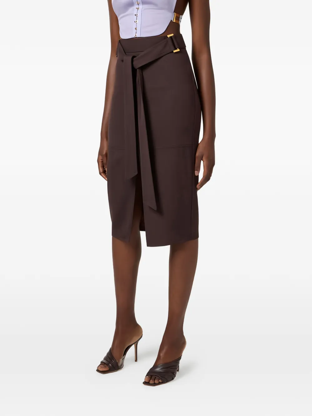 Elisabetta Franchi Gabardine rok met sjerp Paars
