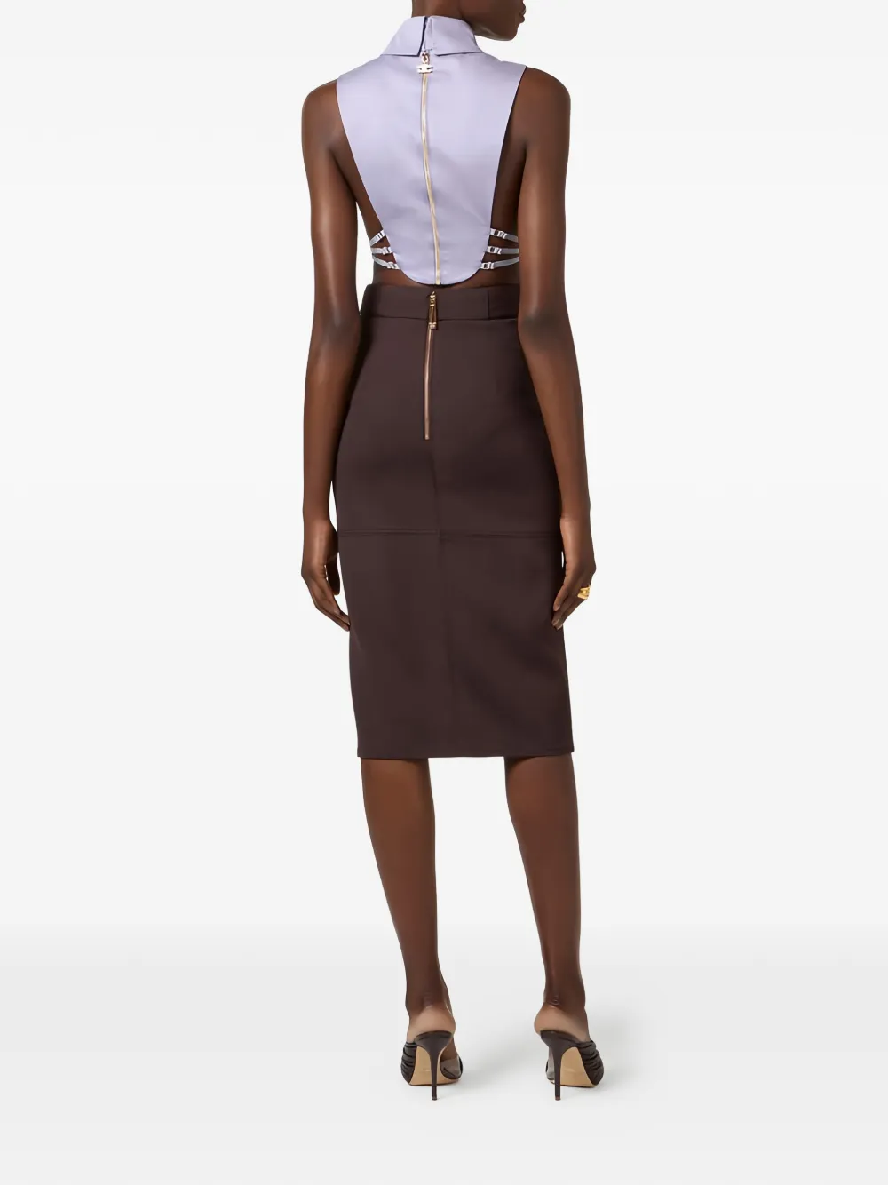 Elisabetta Franchi Gabardine rok met sjerp Paars