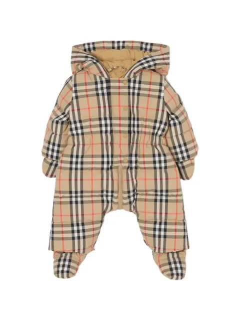 Burberry Kids puffer checked babygrow