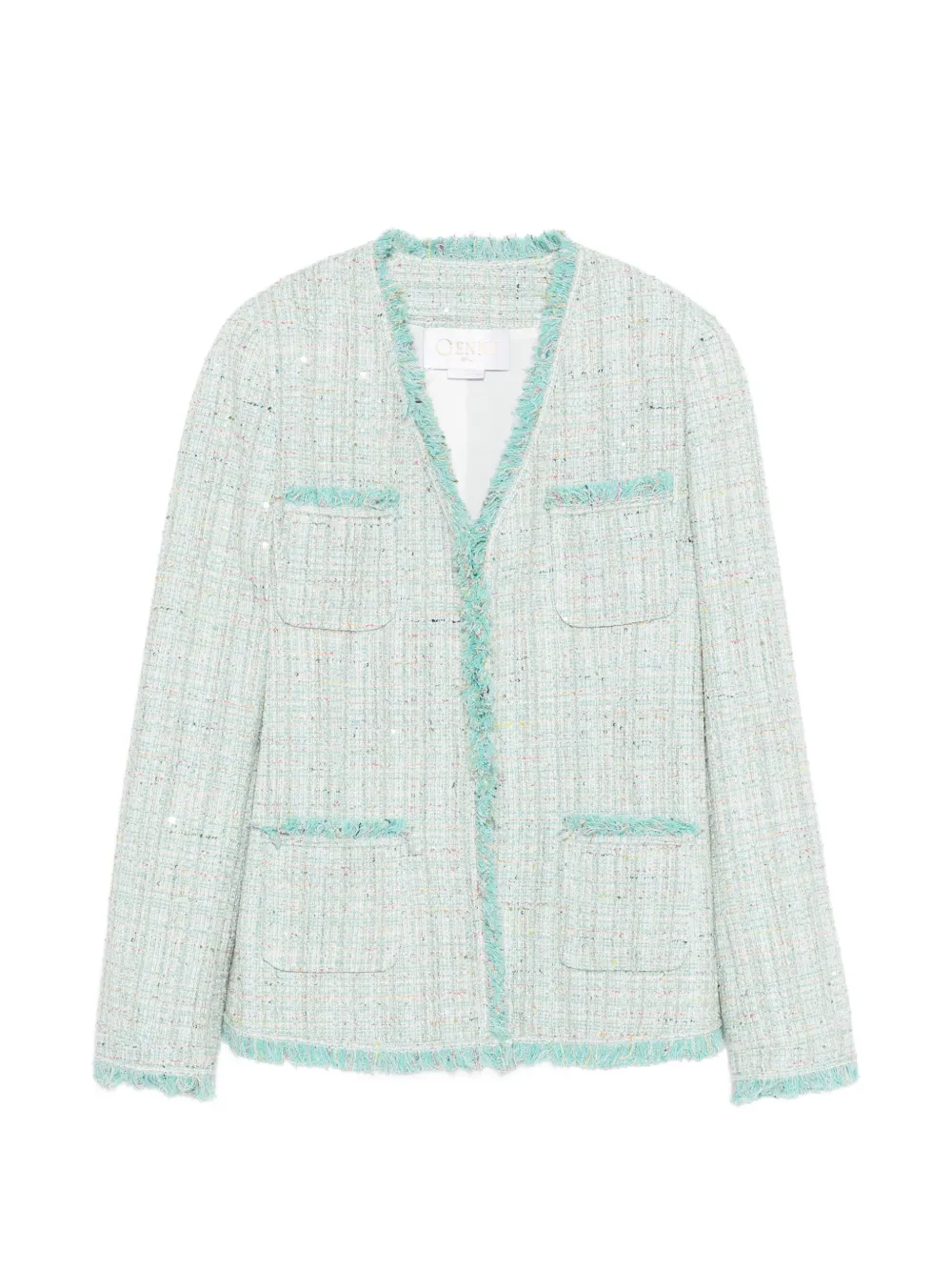 Genny pocket fringed jacket - Bianco