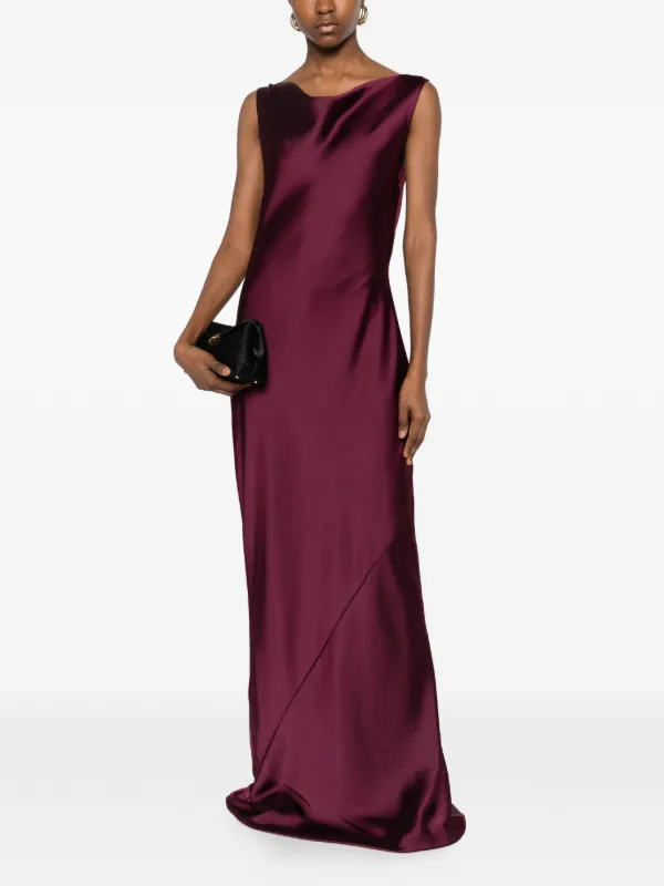norma kamali purple dress Norma Kamali cowl-neck Maxi Dress | Purple