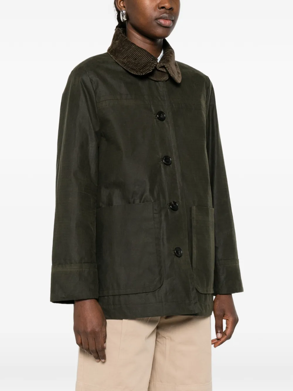  Aiayu Jamie Corduroy-collar Jacket - Green 