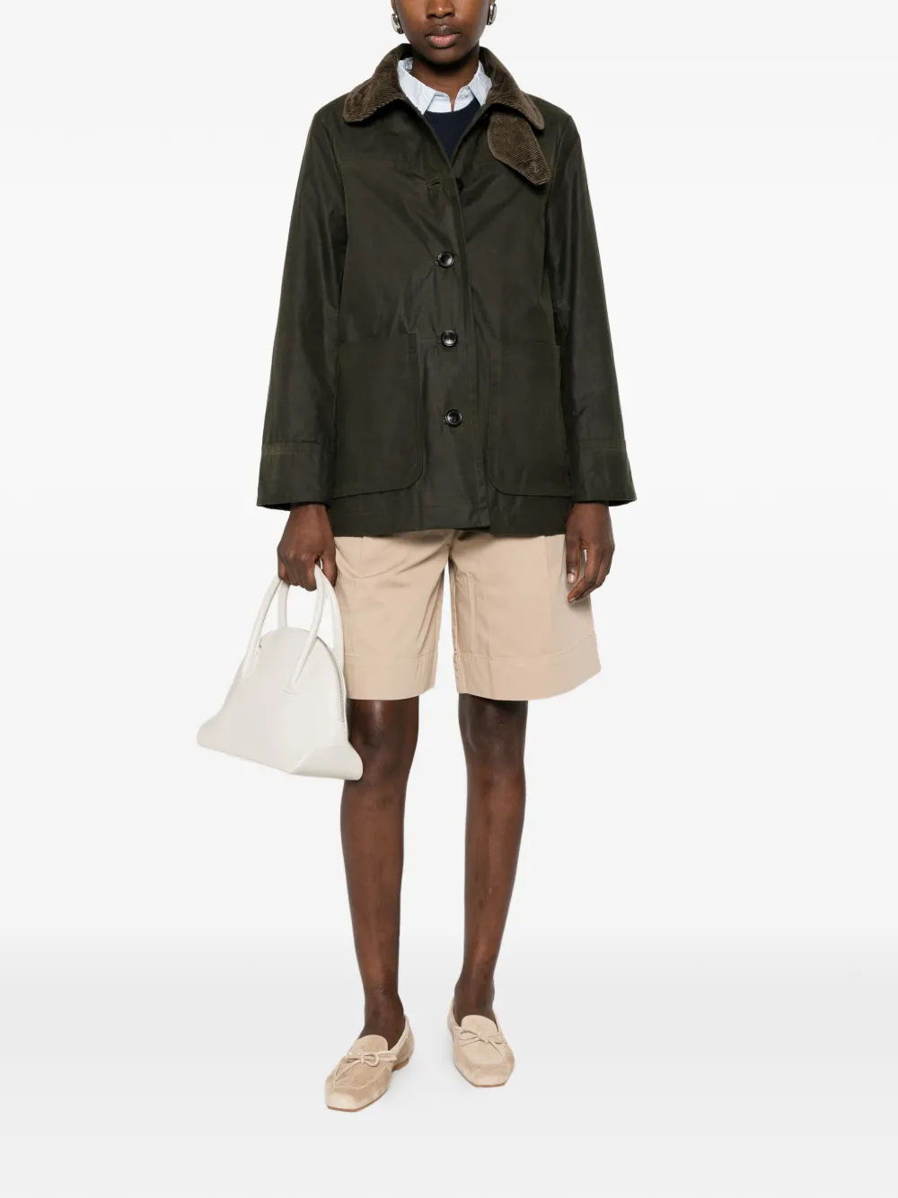  Aiayu Jamie Corduroy-collar Jacket - Green 