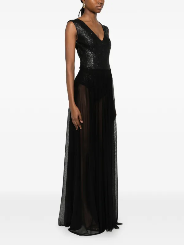 norma kamali sequin dress Norma Kamali Drop Shoulder Fitted Gown W/ Side Slit