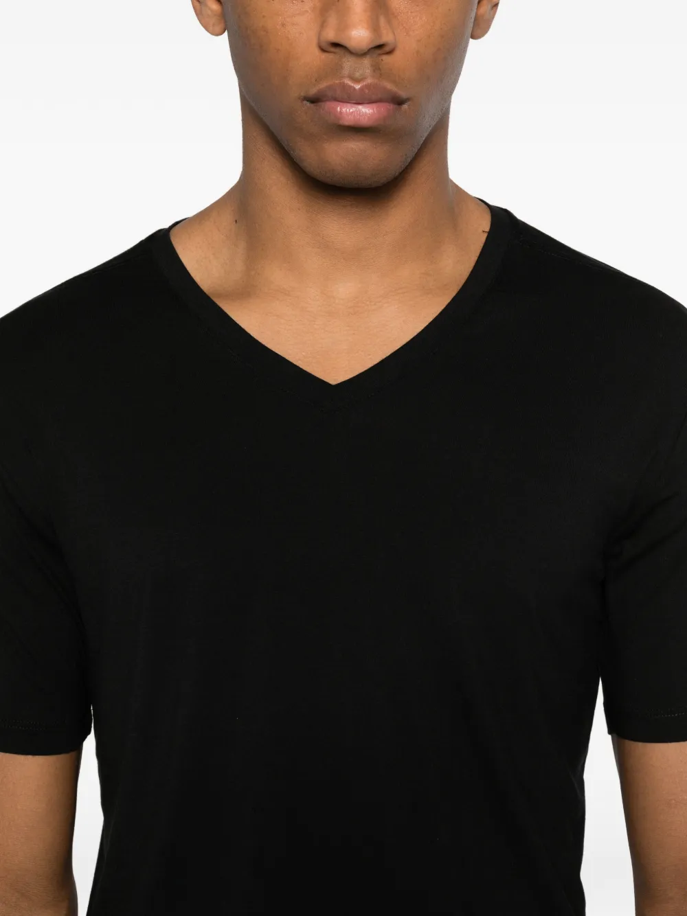 Thom Krom T-shirt met V-hals Zwart