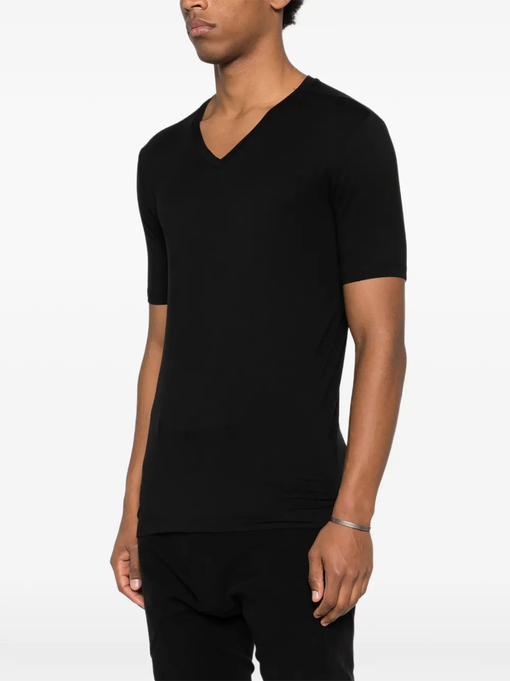 Thom Krom T-shirt met V-hals Zwart