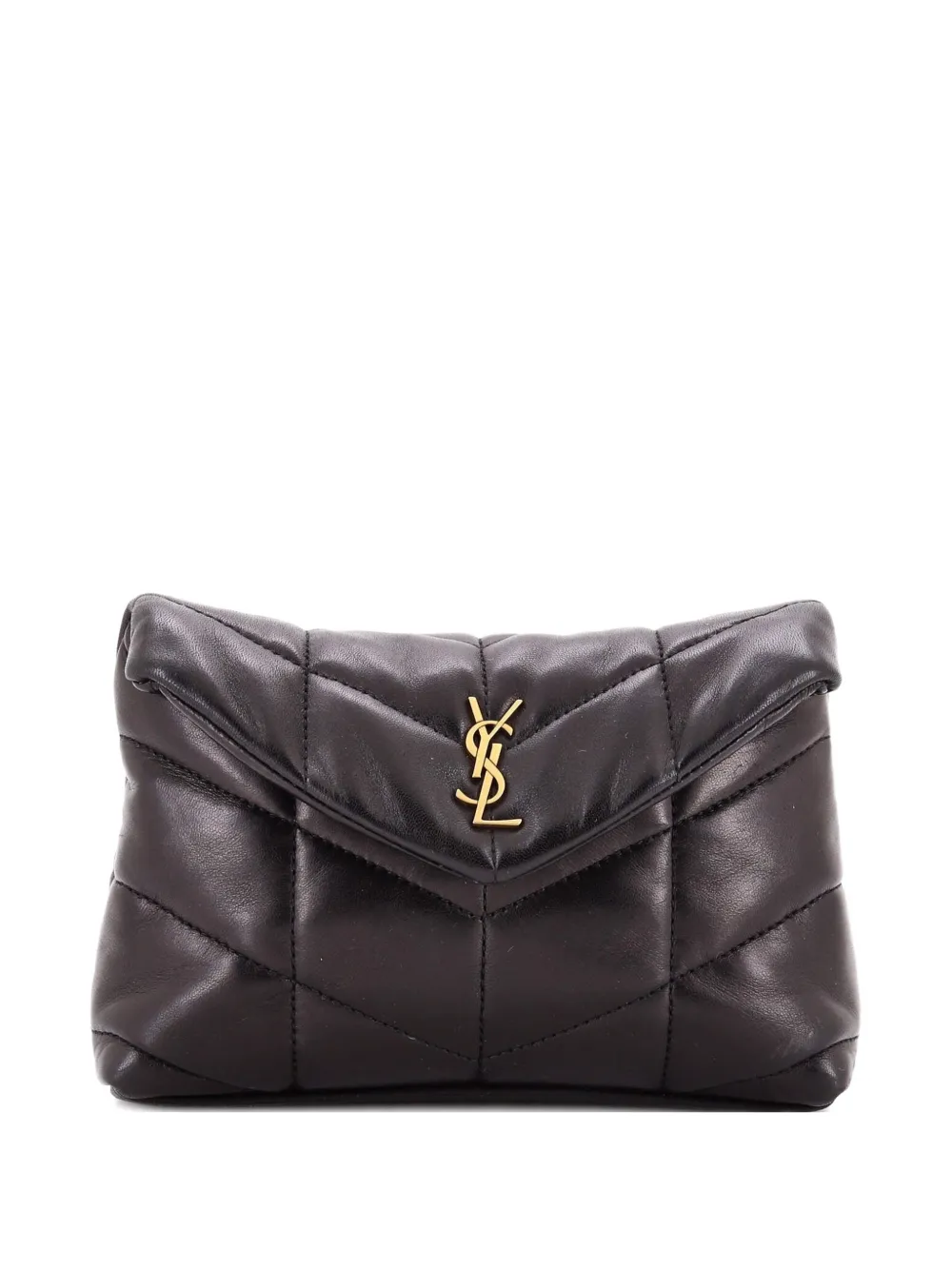 Saint Laurent Pre-Owned Clutch Loulou Puffer piccola in pelle - Nero