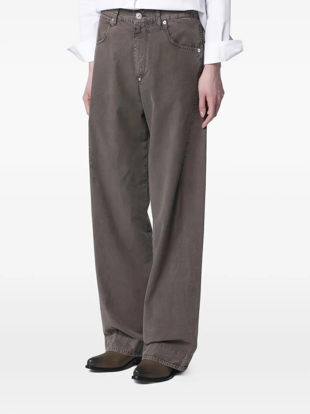  6397 High-waisted Wide-leg Trousers - Brown 