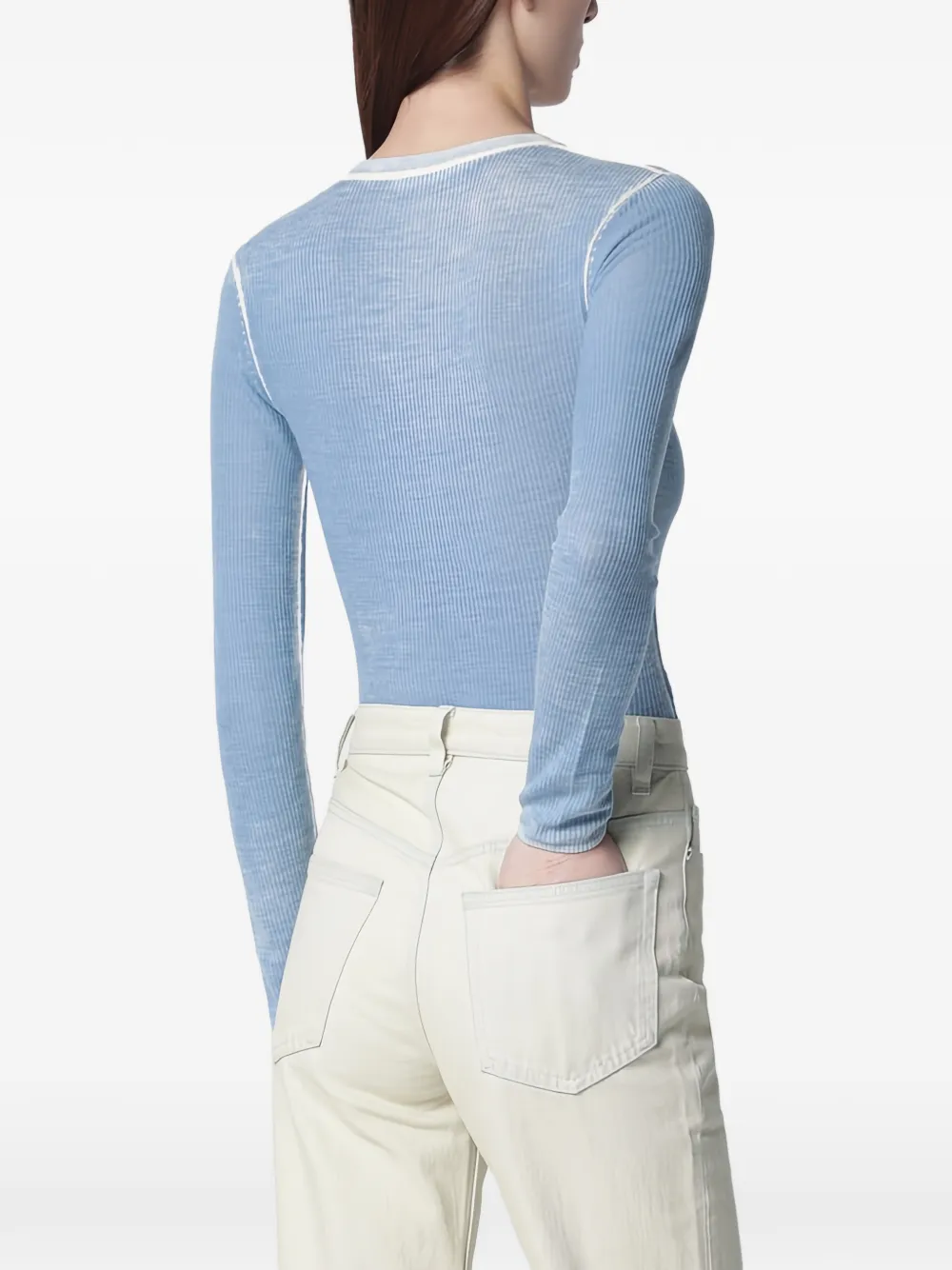  6397 Long-sleeve Crew-neck Sweater - Blue 