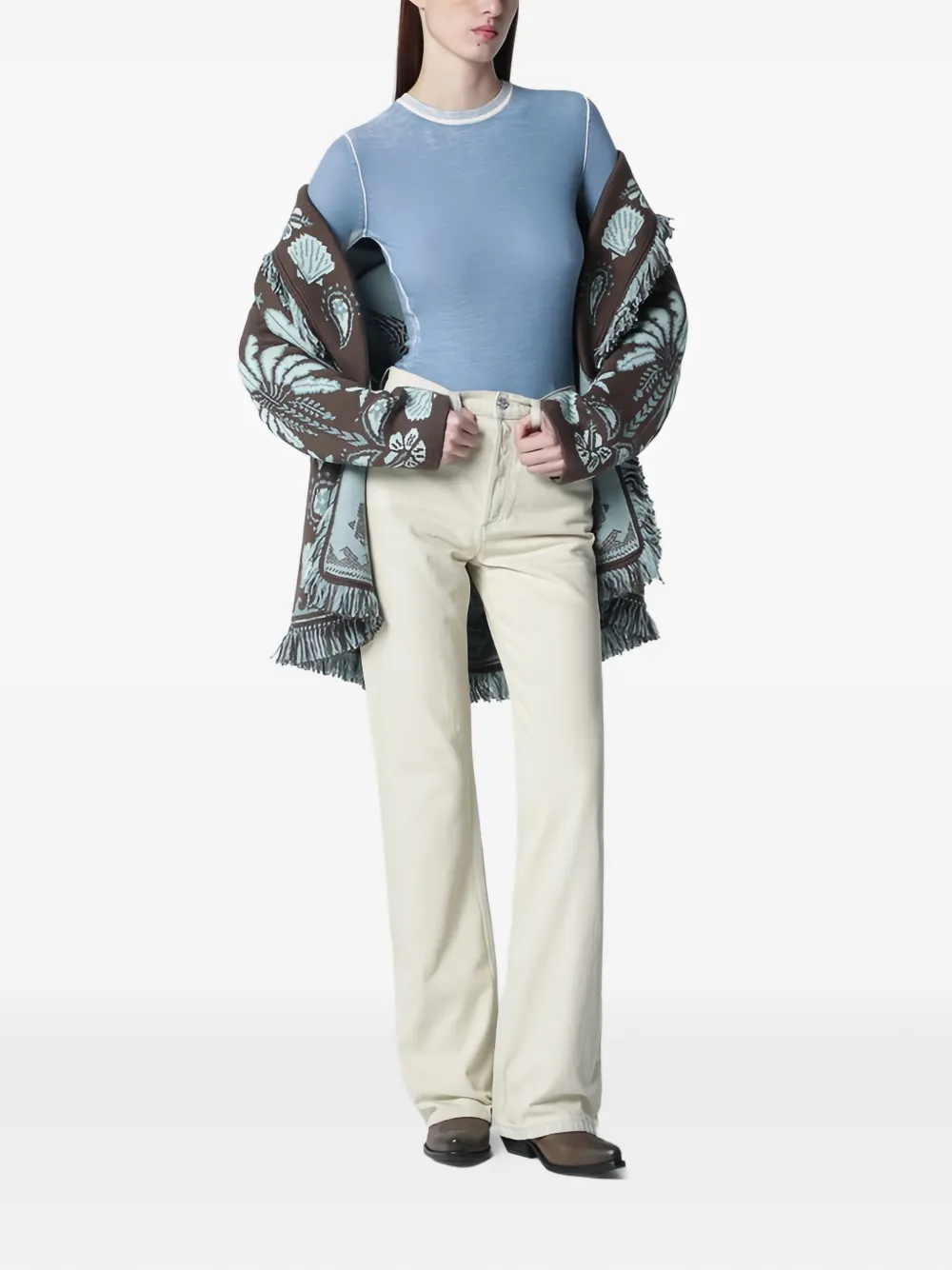  6397 Long-sleeve Crew-neck Sweater - Blue 