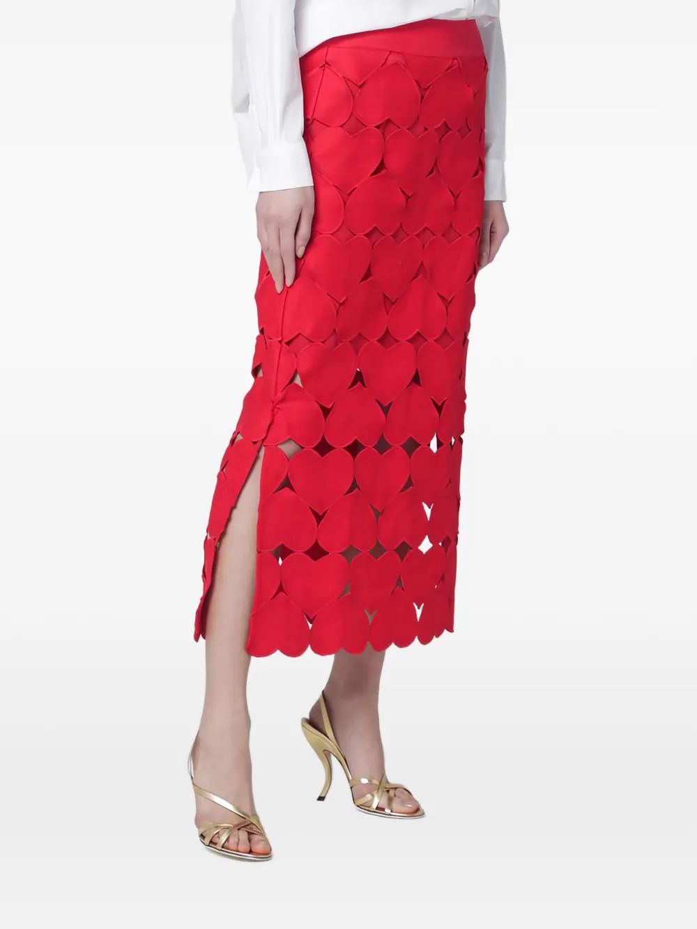  Farm Rio Hearts Midi Skirt - Red 
