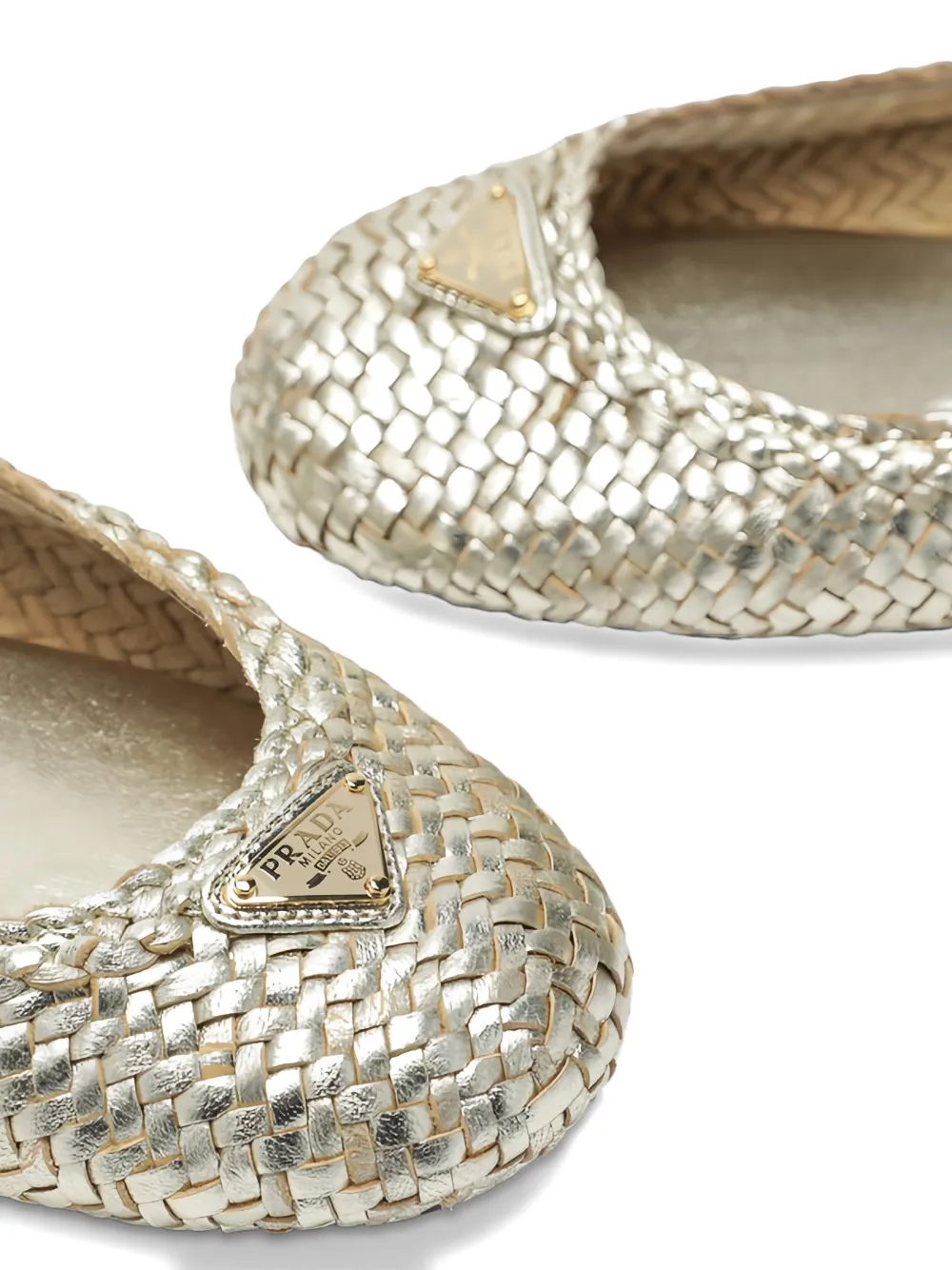 Prada woven ballet flats Goud