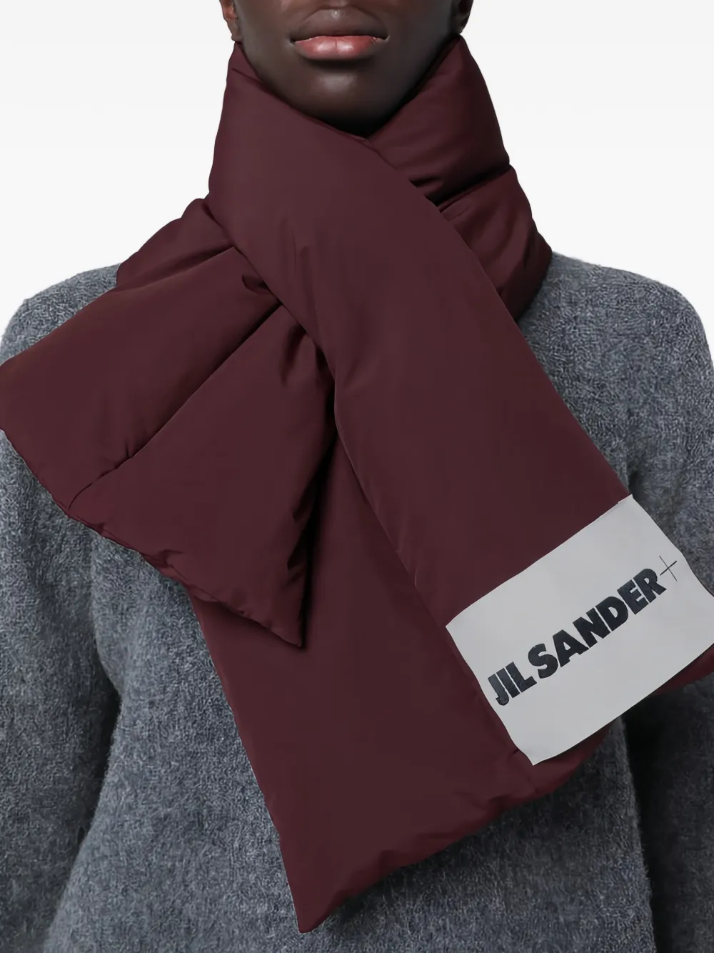 Jil Sander Gewatteerde sjaal met logopatch Rood