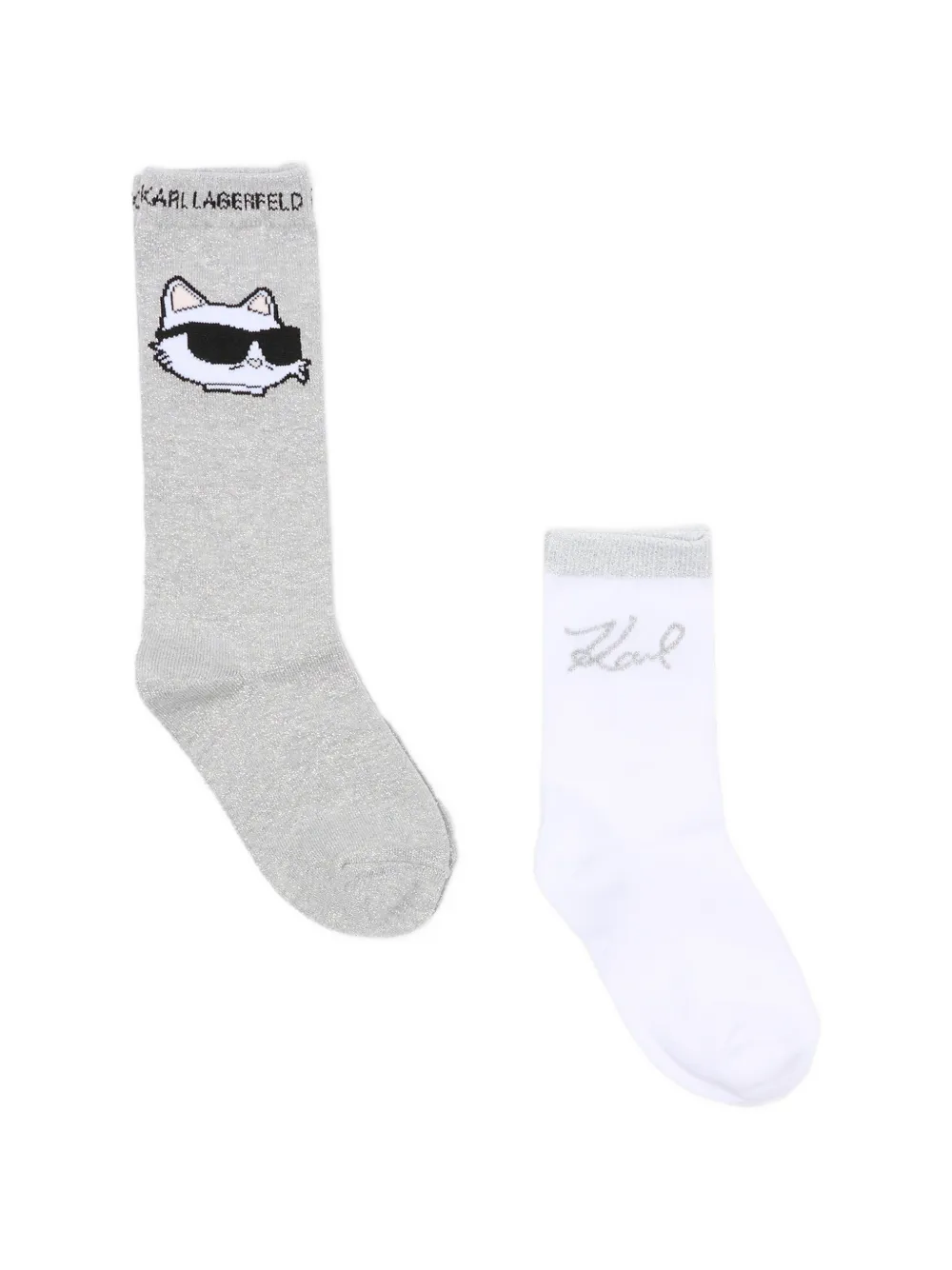 Karl Lagerfeld Kids cat-graphic socks (set of two) - Grigio