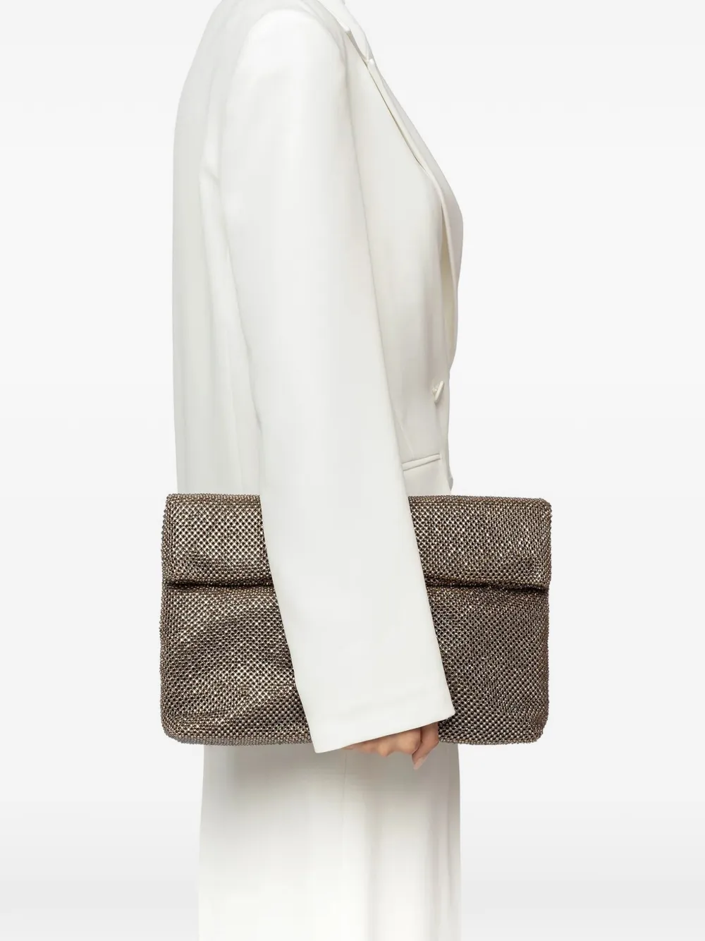 TWENTY FOURHAITCH Dunham Pewter maxi-clutch Beige