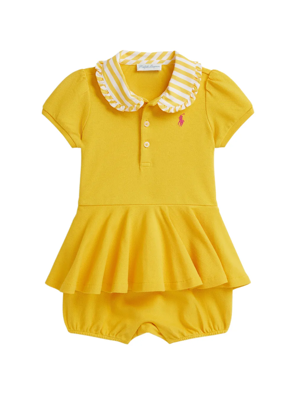 POLO RALPH LAUREN KIDS striped ruffled shorties - Giallo