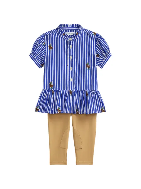 POLO RALPH LAUREN KIDS set de pantalones y blusa con parche ecuestre
