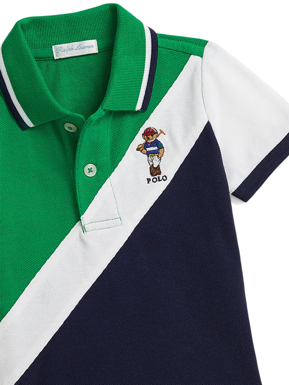POLO RALPH LAUREN KIDS Poloshirt met colourblocking en borduurwerk Groen